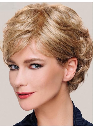 Convenient Blonde Curly Short Human Hair Wigs Half Wigs