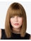 Graceful Straight Shoulder Length With Bangs Lace Front  Human Women Wigs